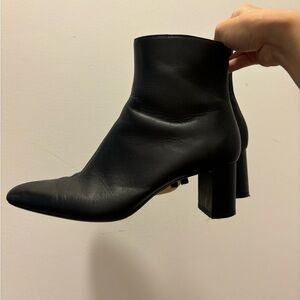 Zara black women leather ankle boot